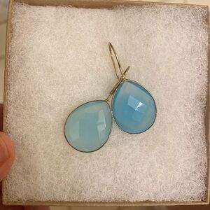Sundance hanging blue glass earrings